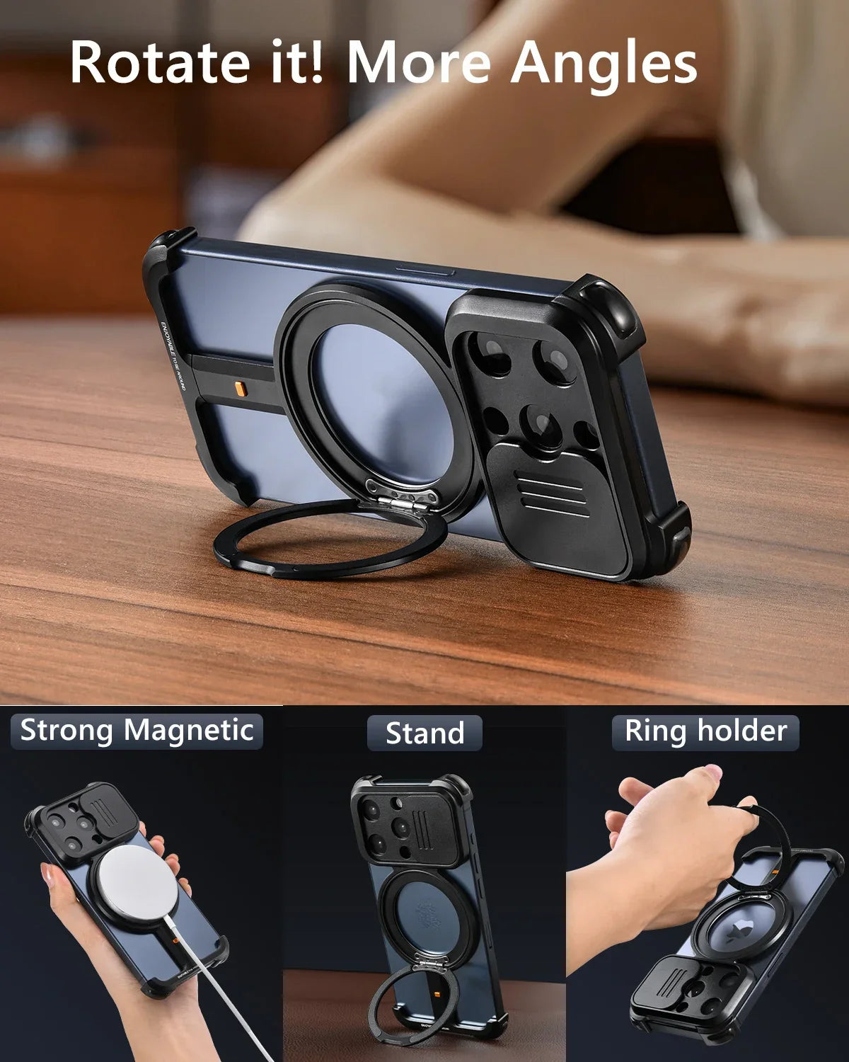 Stoßfeste magnetische Hülle mit Standfuß für die iPhone-Serie
