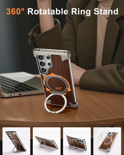 MagSafe-Hülle aus Massivholz mit Standfuß für die Galaxy S-Serie