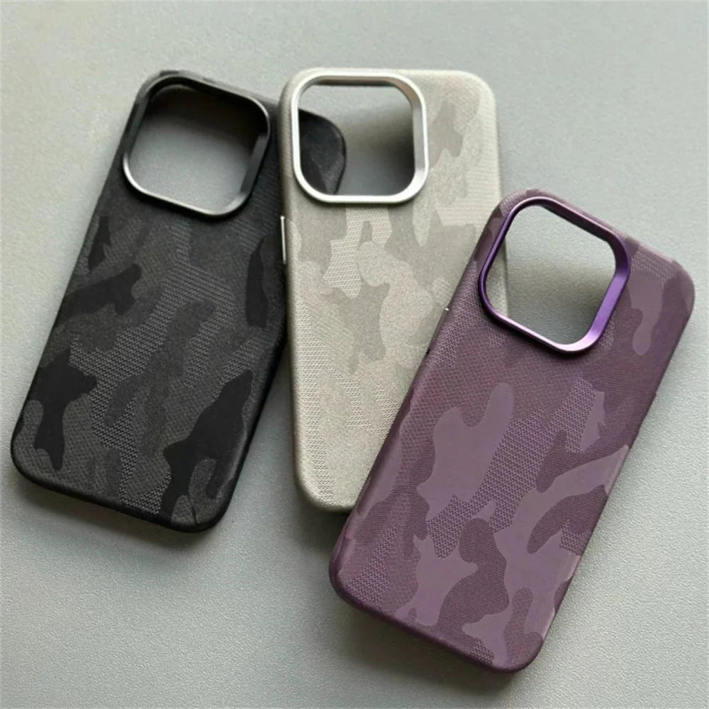 Stoßfeste Camouflage-Lederhülle für iPhone