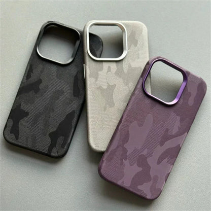 Stoßfeste Camouflage-Lederhülle für iPhone