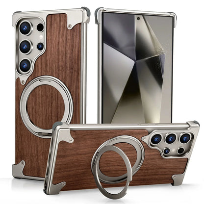 MagSafe-Hülle aus Massivholz mit Standfuß für die Galaxy S-Serie